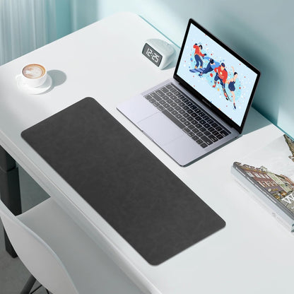 Leather Large Desk Pad Protector Non-Slip, Office Desk Mat, Computer Mouse Pad, Desk Blotter & Writing Pad, Keyboard Extended Mousepad with Stitched Edge for Desktop Laptop 39.4 x 17 inch (Black)