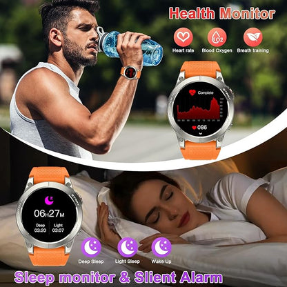 Smart Watch for Men GPS Fitness: 1.43" AMOLED Military Make Answer Call Running Digital Mens Watches Waterproof Smartwatch Android Phone iPhone Samsung Compatible Step Tracker SpO2 Heart Rate Monitor