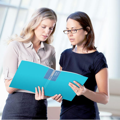 Dunwell 9x12 Presentation Binder with Clear Plastic Sleeves (Aqua), Folder for Artwork, 24 Pockets Display 48 Pages of 9 x 12 or A4 Size Documents, Kids Art, Keepsakes, Acid-Free Poly Portfolio Binder