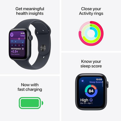 Apple Watch SE 3 [GPS + Cellular 44mm] Smartwatch with Midnight Aluminium Case with Midnight Sport Band - M/L. Fitness and Sleep Trackers, Heart Rate Monitor with AppleCare+ (2 Years)