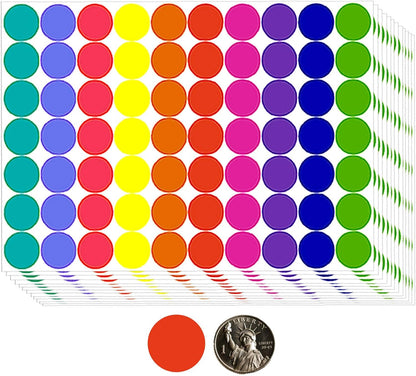 1400 PCS Colored Dot Stickers 1 Inch Round Color Coding Labels Circle Dots Labels Stickers Polka Circle Dot Stickers Label Sticker for Office, Classroom, Papers Etc