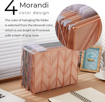 Y YOMA 24 Pack Colored Hanging File Folders Letter Size Decorative Hanging Folder Cute Pretty File Folder for Filing Cabinet Office Home with 1/5-Cut Adjustable Tabs, 4 Selected Morandi Color