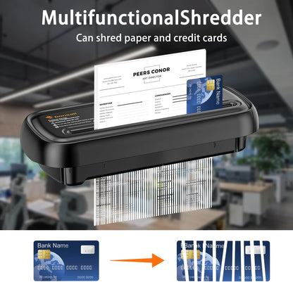 Bonsaii 6-Sheet Paper Shredder for Home Office, Portable Compact Design with Extendable Handle & Overheat Protection, 3.4 Gal Wastebasket