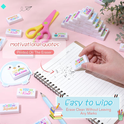 180 Pcs Inspirational Erasers for Kids Christian Pencil Erasers Bulk, Back-to-School Gifts Motivational and Cute Supplies for Students Classrooms, Drawing(White,Inspirational)