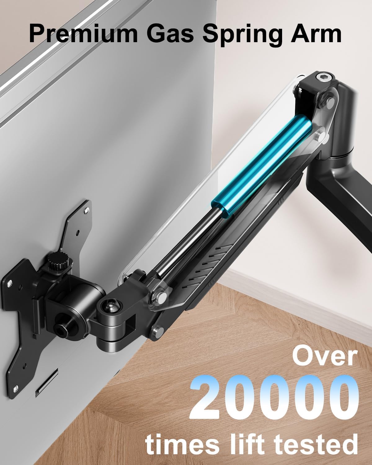 Dual Monitor Stand Holds 4.4-22 lbs Each, Dual Monitor Mount Height up to 26.6 inch, Gas Spring Monitors Arm for Max 32 inch Computer, VESA Mount with C-clamp & Grommet Mounting, Freelift Black