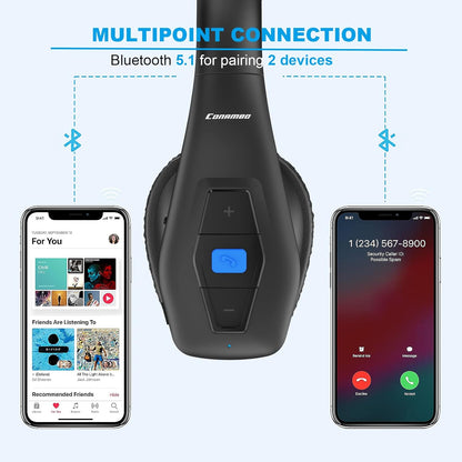 Conambo Noise Cancelling Bluetooth Headset V5.1, 35Hrs HD Talktime CVC8.0 Dual Mic Hands-Free Wireless Headset, Bluetooth Headphones with Mute Button for Cell Phones Business Home Office Trucker