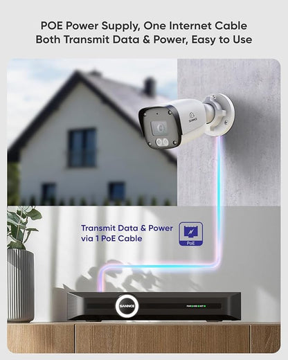 SANNCE 5MP PoE Security System, 8CH 6MP Surveillance NVR with 4PCS 5MP HD Weatherproof Bullet Cameras with H.265 Video Compression, Smart IR LED, APP Push Alert, Remote Access (2TB HDD)