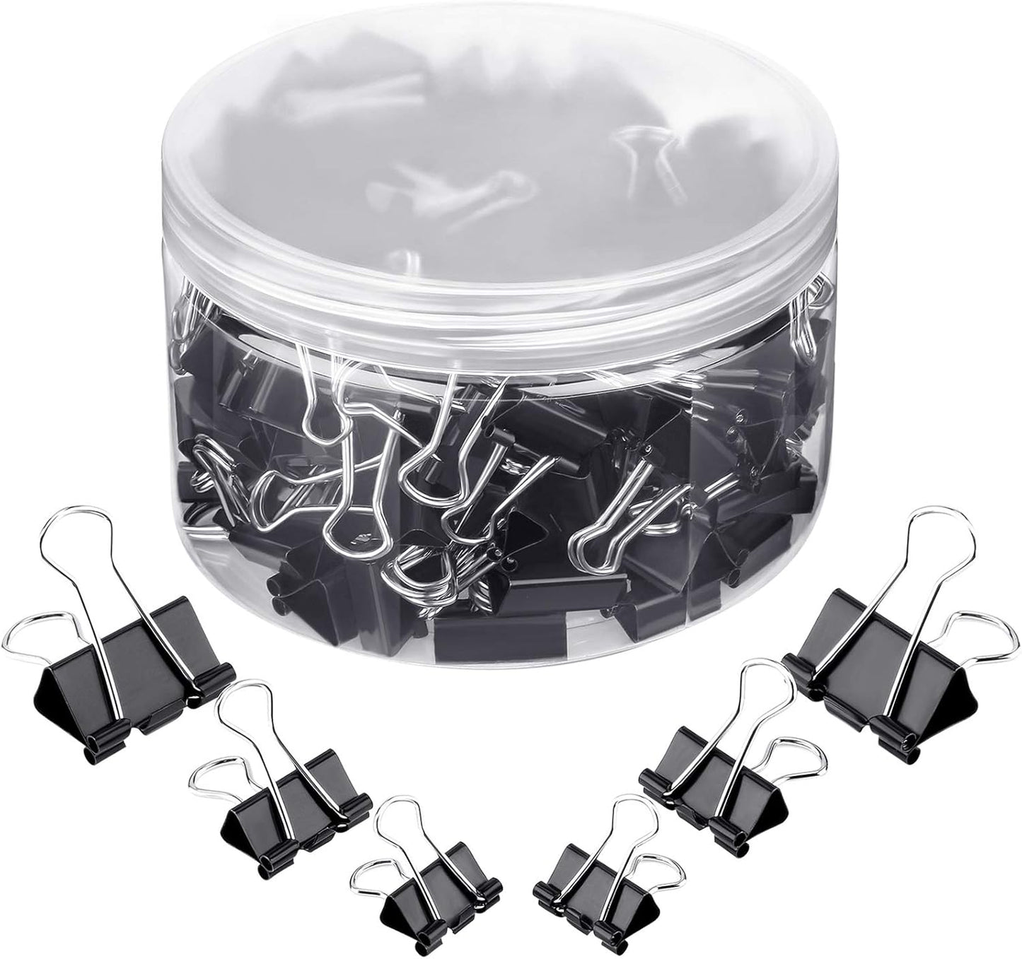 TecUnite 150 Pcs Binder Clips Assorted Sizes Black Paper Clamps Clips Large Medium Small Clips Office Supplies