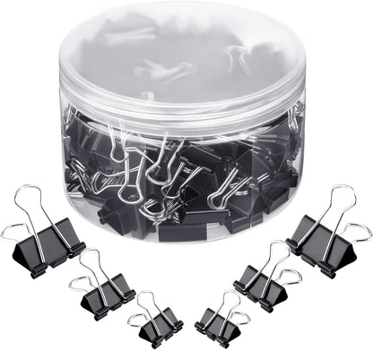 TecUnite 150 Pcs Binder Clips Assorted Sizes Black Paper Clamps Clips Large Medium Small Clips Office Supplies