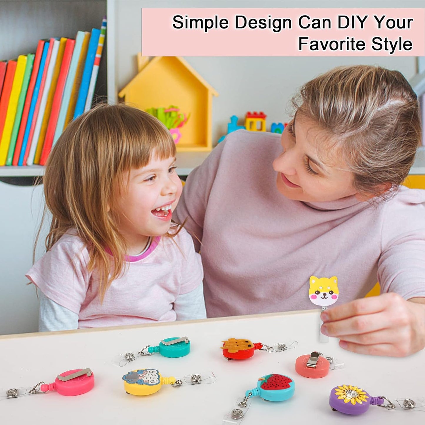 JANYUN 50 Pcs Retractable Badge Reel, Clips Holder Mixed Solid Color Nurse Students Doctor ID Badge Holder for Hanging ID Card Name Key Chain