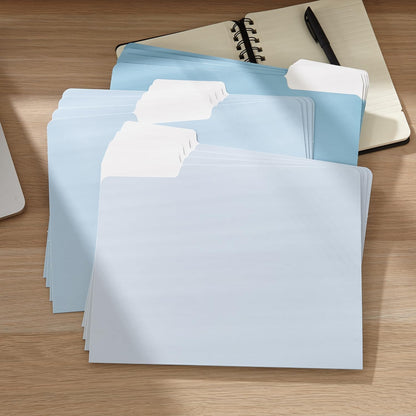 Y YOMA 12 Pack Colored File Folders Letter Size Gradient File Folder with 1/3-Cut Tab Cute Pretty Decorative Heavyweight Filing Folder File Organizers for Office School Home Desktop, Lake Blue