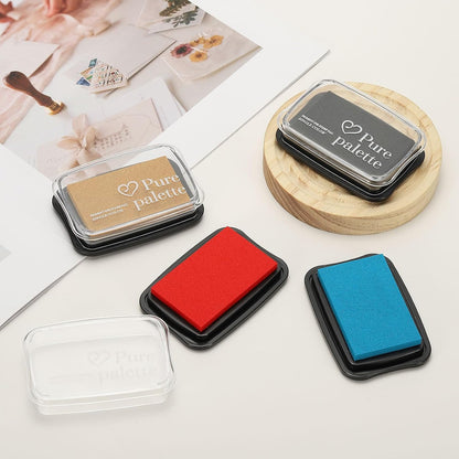 PATIKIL 3"x2" Large Stamp Pad, 2Pcs Washable Craft Ink Pad for Rubber Stamp Card Making Stamping Scrapbook Fingerprint Handprint, Blue/Black