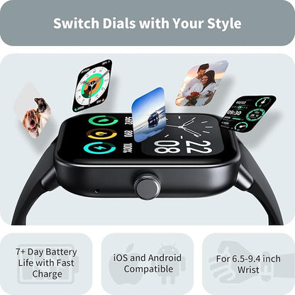 Smart Watches for Men Women, 1.8" Screen Activity Tracker, Heart Rate/Sleep/SpO2 Monitor, Make/Answer Calls, IP68 Waterproof Smartwatch for iPhone & Android, 101+ Sport Modes Fitness Reloj Inteligente