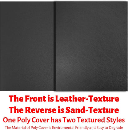 Binditek 100 Pack 16 Mil Leather-Textured Heavyduty Polycovers, Plastic Binding Presentation Covers, Letter Size, 8-1/2 x 11", Square Corners, Un-Punched, Black