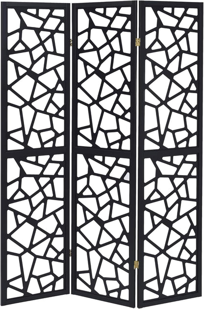 NicBex Room Divider 3 Panel Room Dividers with Complex Pattern Designs Partition Room Dividers and Folding Privacy Screens Wall Divider for Home, Office, Room Separation,52"W x 0.75"D x 70.25"H, Black