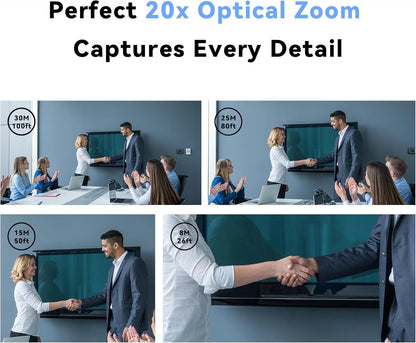 Tenveo VLoop PTZ Camera with 20X Optical Zoom Wide View Angle USB3.0/HDMI Works with Zoom Skype Teams FHD 1080P for Video Conference Red Dot Design Winner (VL20H)