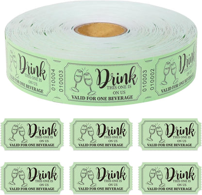 1000 Pcs Drink Ticket Single Raffle Tickets Roll Sage Green Free Drink Ticket for Events Wedding Work Formal Parties Leisure Class Reward