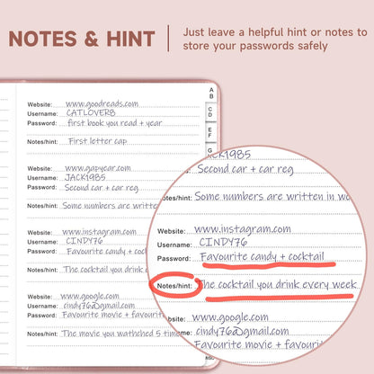 Password Book with Alphabetical Tabs – Hardcover Internet Address & Password Organizer – Password Keeper Notebook for Computer & Website – 7 x 10" Log-in Password Journal w/Thick Paper (Rose Gold)