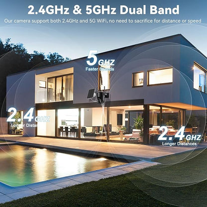 Solar Security Cameras Wireless Outdoor, 5G&2.4GHz Cameras for Home Security, 2K Solar Outdoor Camera, Color Night Vision, AI Human Detection, 2-Way Talk, Siren Alarms (2-Pack)