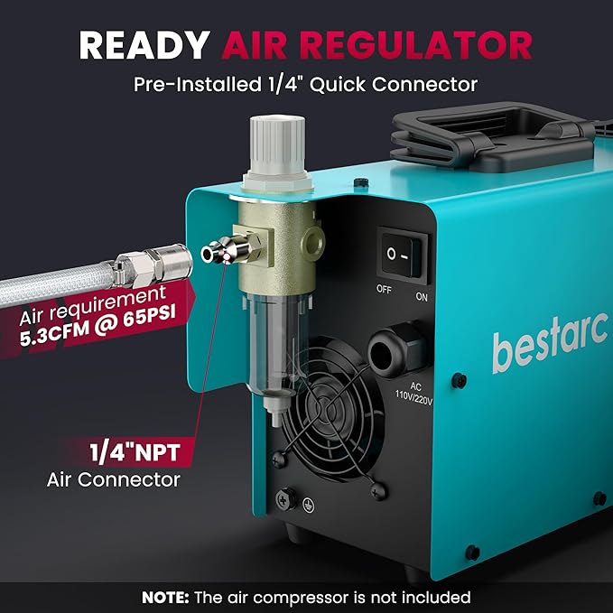 bestarc Plasma Cutter, [Pilot Arc][Large LED Display][Air Sensor] 50A bestarc Plasma Cutter Machine 110/220V Dual Voltage, 1/2'' Clean Cut 3/4 Inch Max Cut, Post Flow Mesh, 2T/4T for Beginners DIY