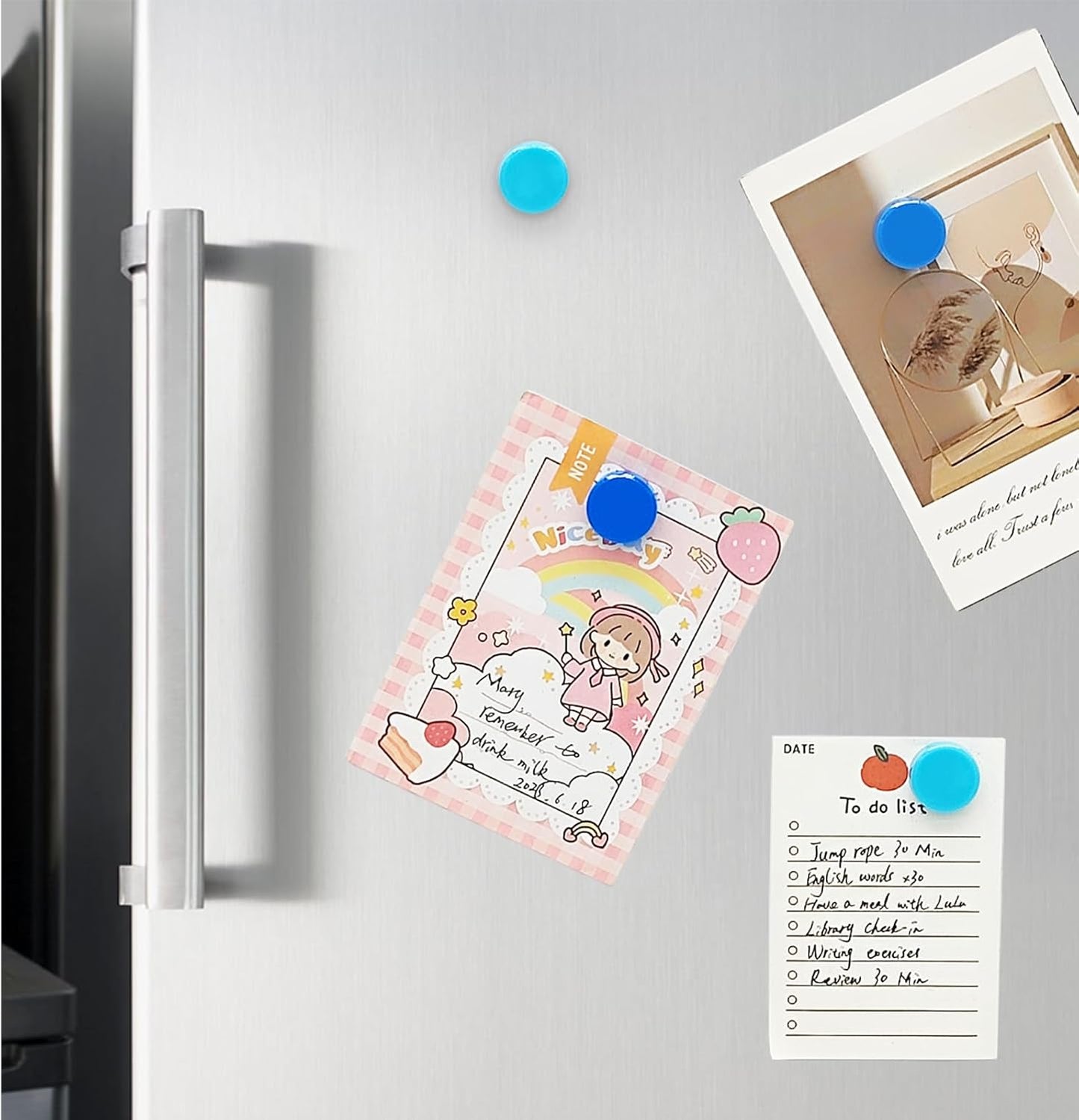 ZDZBLX Fridge Magnets 30 PCS, Strong Refrigerator Magnets for Whiteboard, Heavy Duty Small Round Magnets, Mini Decorative Cute Magnet for Fridge, Locker, Map, Kitchen, School, Office, Classroom (Blue)