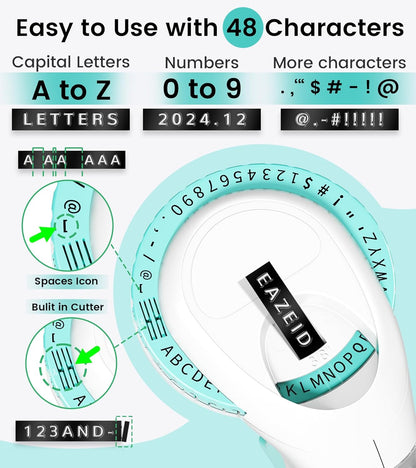 Embossing Label Maker Machine, Retro Embossed Label Maker Vintage, Portable Old School Embosser with 3 Rolls 3D 9mm 3/8 Inch Embossing Label Tapes for School Kids Items Home Office Organization