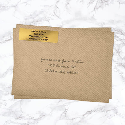 Gold Foil Personalized Return Address Labels Without Dispenser - Roll of 250 Custom Stickers