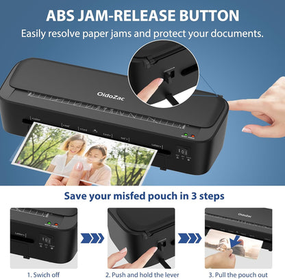 Laminator Machine, 11 in 1 Laminating Never Jam Technology with 36 Laminating Sheets, 9 Inch Thermal Laminator A4 Laminating Machine Hot & Cold Mode for Home Office School Black