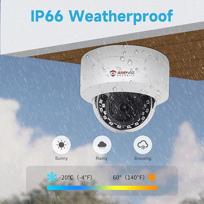 Anpviz 4MP PoE IP Dome Camera with Microphone/Audio, IP Security Camera Outdoor Indoor, 98ft Night Vision, IP66 Waterproof, 2.8mm Wide Angle Lens, 24/7 Recording, Not PTZ, NDAA Complaint (U Series)