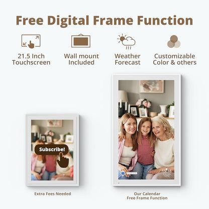 Dragon Touch 21.5" Digital Calendar Chore Chart – 1080P Full HD Interactive Touchscreen, Smart Family Planner, Hearth Display Digital Wall Calendar & Desk Mountable for Seamless Scheduling