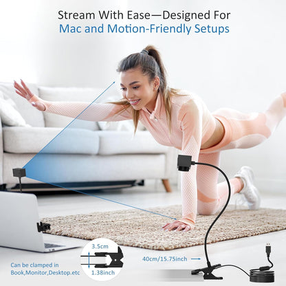 Webcam 1080P for PC, Eye Contact Webcam for Desktop Computer (Grey)