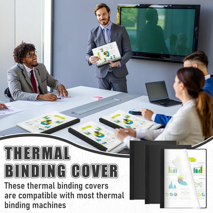 10 Pcs Thermal Binding Covers, 8.5 x 11 Inch Letter Size, 1 Inch Spine Holds 240 Sheets, Clear Front Paper Back Report Cover Suitable for Schools Offices Presentation(Black)