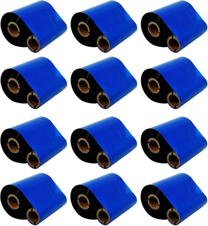 12 Count Pack 4.33" x 1476' Thermal Wax Ribbon Core 1" Enhanced Wax Resin for Zebra Desktop Printer S4M Z4M 105SE 105S 105SL 105SLPlus 160S S500 S600
