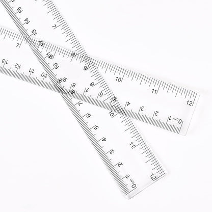 Clear Plastic 12 Inch Straight Ruler, Shatterproof With Inches and Centimeters for School Classroom, Home, or Office (2pcs)