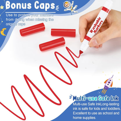 Janlaugh 60 Pcs Red Washable Markers Bulk Coloring Broad Line Markers for Kids Conical Tip Red Drawing Pens for Classroom Back to School Travel Art Baby Shower Gender Reveal Supplies, Ages 6+