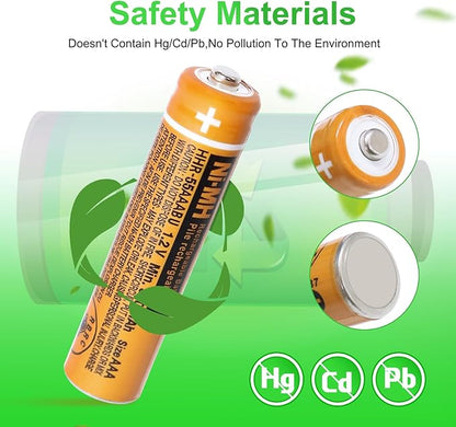 12 Pack HHR-55AAABU NI-MH AAA Rechargeable Battery 1.2V 550mAh AAA Batteries for Panasonic Cordless Phones,Remote Controls, Electronics