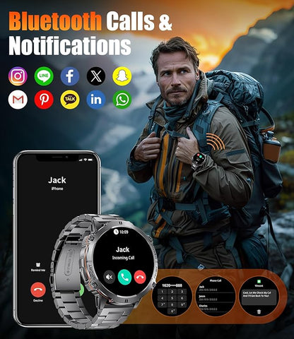 LIGE Smart Watches for Men with 900mAh Battery(60+Standby),1.73" AMOLED with Bluetooth Call,110+ Sports Mode Tactical Fitness Tracker/Heart Rate Sleep Health Monitor/Android iOS Military Smart Watch