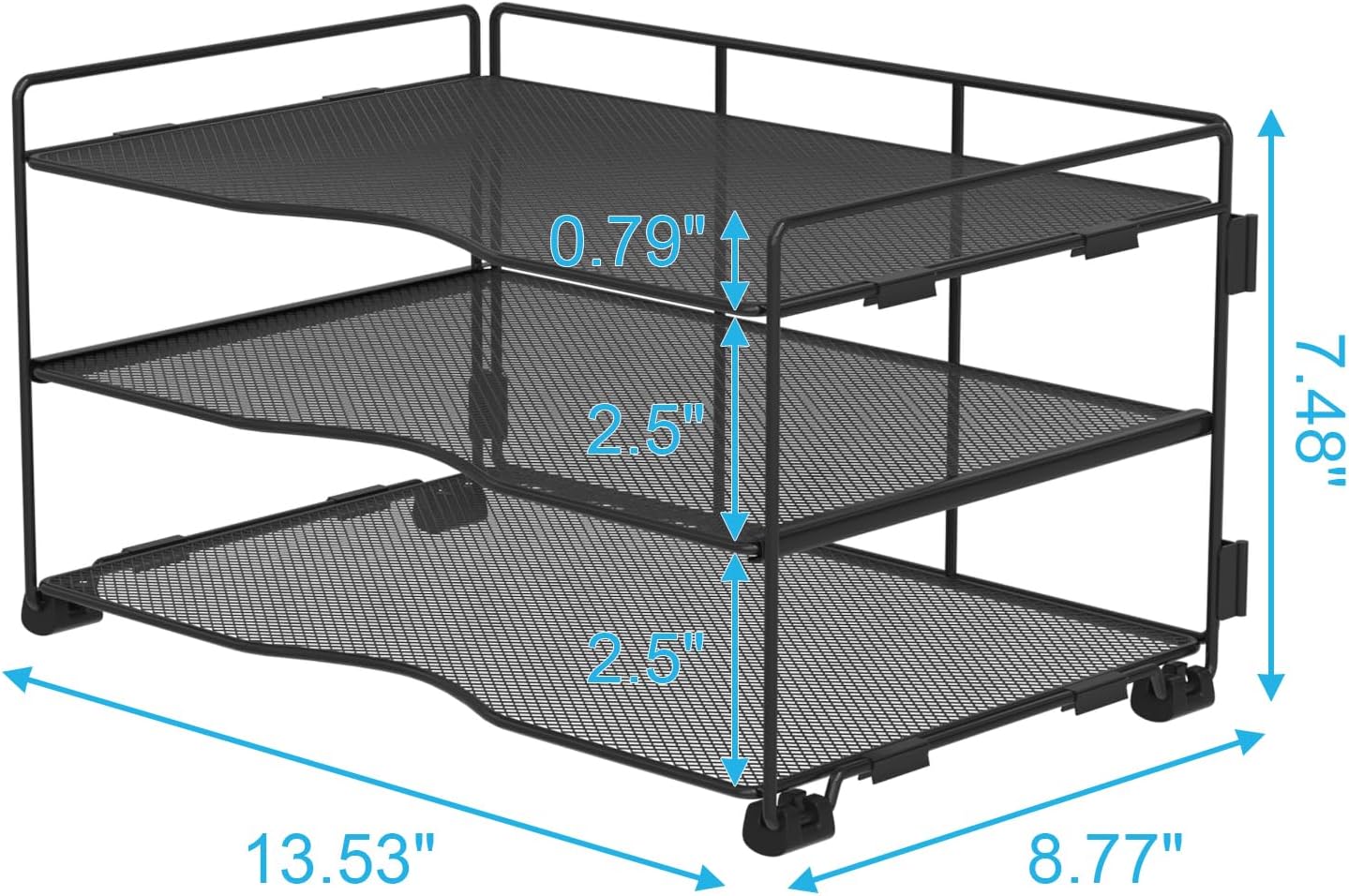 Office Organization - 3 Tier Paper Organizer Letter Tray - Mesh Desk File Organizer - Paper Sorter Desk Stand for Letter/A4 Office File Folder Holder - Black