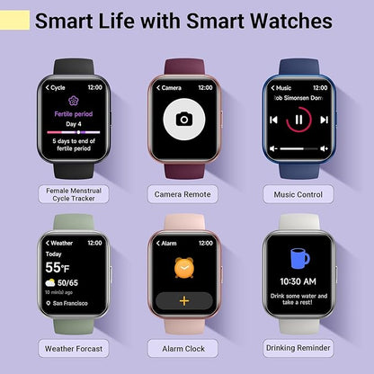 Smartwatch for Women, Compatible with Android & iPhone, 1.8'' Fitness Tracker Watch with Alexa, Call & Notification Alerts, Heart Rate & Sleep Monitor, 120 Sports Modes, Waterproof Watch for Women