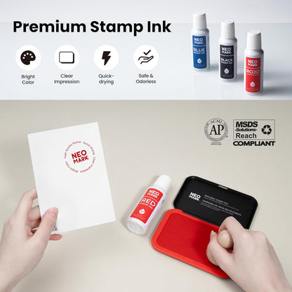 Premium Stamp Ink, Quick-Drying & AP-Certified Non-Toxic Refill Ink for Self-Inking Stamps, Date Stamps and Stamp Pads (Red, 2oz)