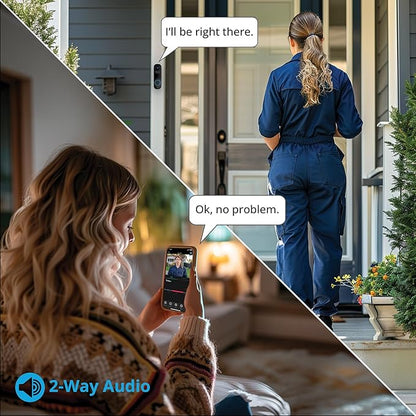 Night Owl 2K Battery Wi-Fi Smart Dual-Powered Video Doorbell - Black