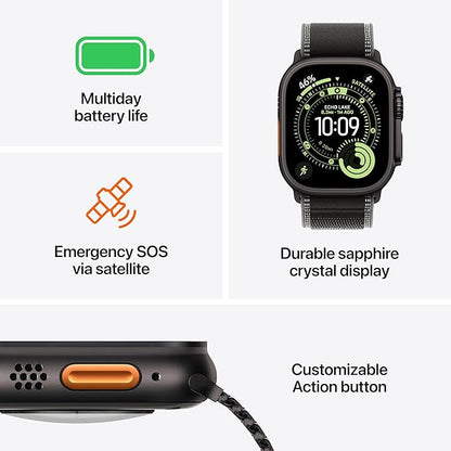 Apple Watch Ultra 3 [GPS + Cellular 49mm] Running & Multisport Smartwatch w/ Rugged Titanium Case w/ Natural Titanium Milanese Loop - S w/ AppleCare+ (2 years)