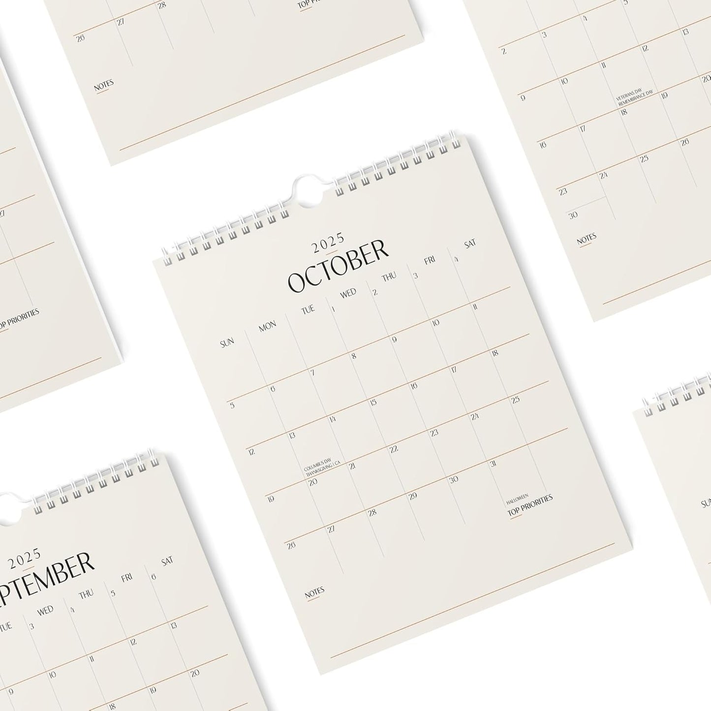 Karto Wall Calendar 2025 - Vertical 8.5x11 inch Runs Until June 2026 - Boost Your Productivity and Easy Planning with the Aesthetic Monthly Calendar - Beige