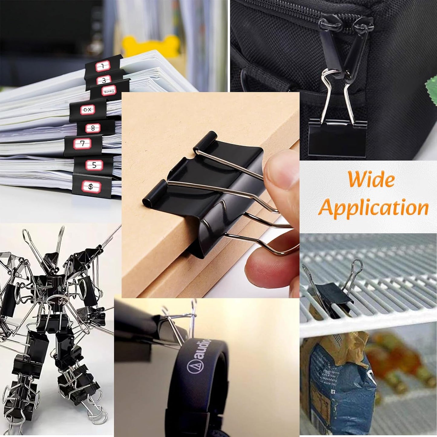 Extra Large Binder Clips 2 Inch (60 Pack), Heavy Duty Big Binder Clips Big Paper Clamps for Office and Home Supplies, Black