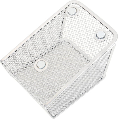 LUCYCAZ Magnetic Pen Holder - Single Magnetic Pencil Locker Holder Organizer, Silver Mesh Marker Holder Pen Basket for Whiteboard, Refrigerator and Locker