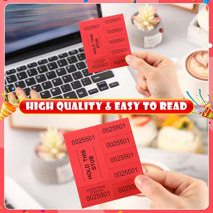 Kosiz 1000 Sheets 5 Bid Raffle Ticket Sheets Chinese Auction Tickets Numbers for Basket Events and Silent Auctions (Red)