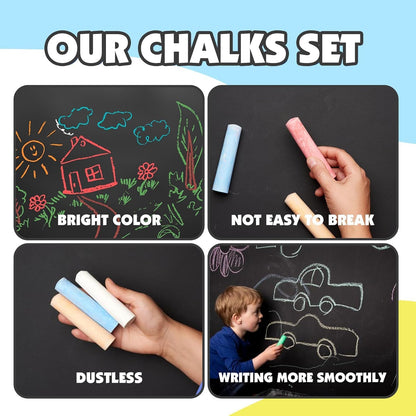 200 Pcs Sidewalk Chalk Set in 20 Assorted Colors, Non-Toxic Washable Bulk Chalk for Outdoor Ativity, School Chalkboard and Playground
