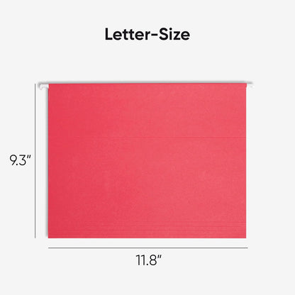 Smead Standard Hanging File Folders, 25 Count, Red, 1/5-Cut Adjustable Tabs, Letter Size (64067)