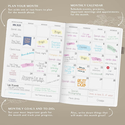 Legend Planner PRO Hourly Schedule - Weekly & Daily Organizer with Time Slots. Appointment Book Journal for Work & Personal, A4 (Seashell)