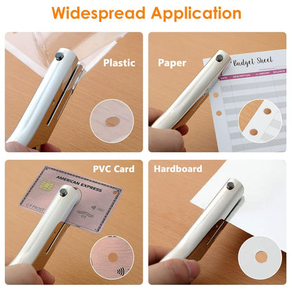 Hole Punch 2" Reach 3/8 inch Single Hole Punch,Heavy Duty Hole Puncher Single,Paper Punch Portable Hand Held Long Hole Puncher for Paper Cards Plastic Cardboard (Silver) (3/8"-10mm Hole)